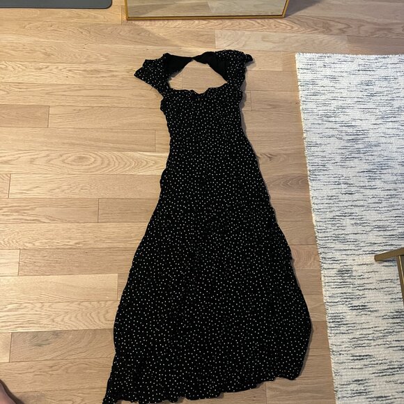 Reformation Myah Maxi Dress Black Polka Dot Size 4 - Picture 2 of 4